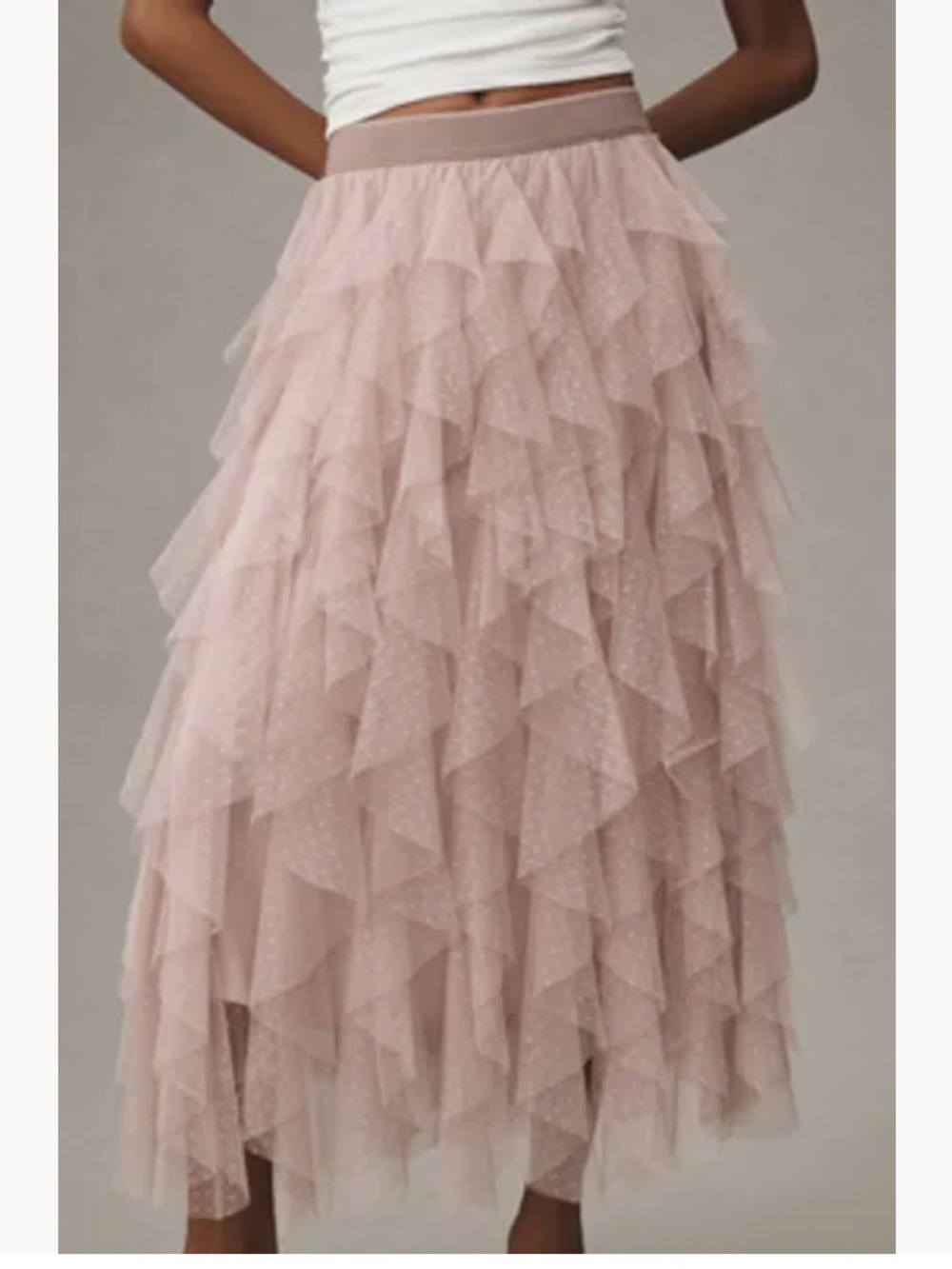 NWT Anthropologie The Cheri Ruffled Tulle Midi Skirt, S Petite - Picture 5 of 13